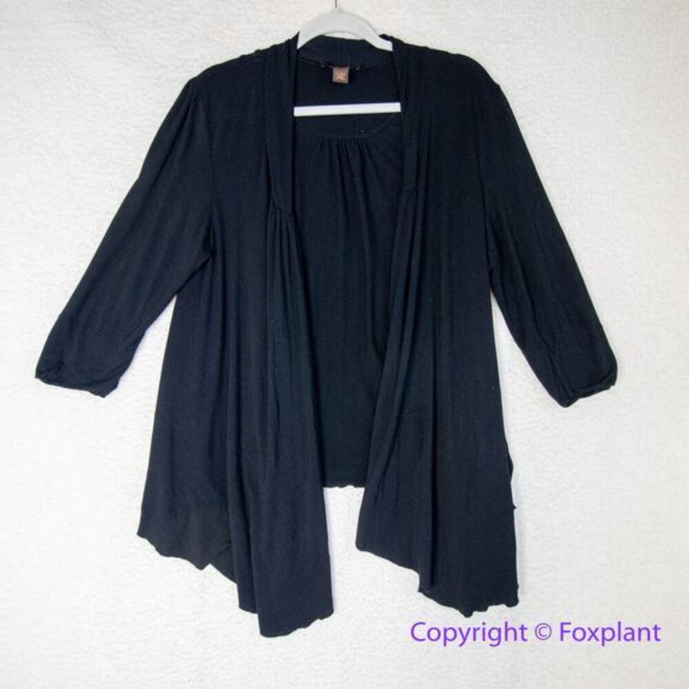 Victor Alfaro black drape front open cardigan, women size L